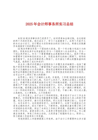2025年会计师事务所实习总结1