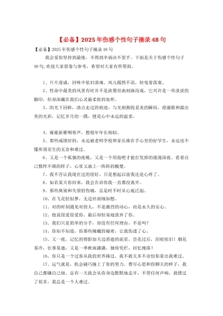 2025年伤感个性句子摘录48句