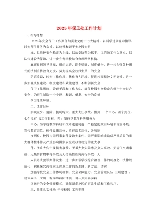 2025年保卫处工作计划