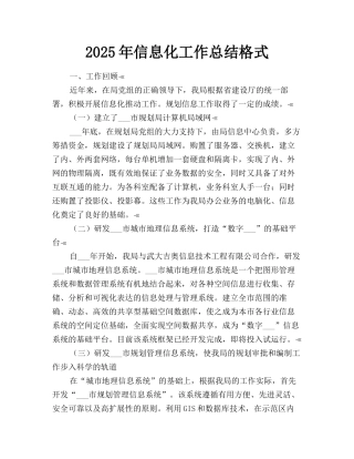 2025年信息化工作总结格式