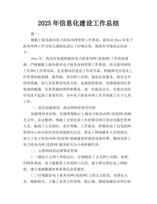 2025年信息化建设工作总结