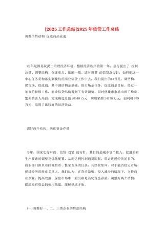 2025年信贷工作总结