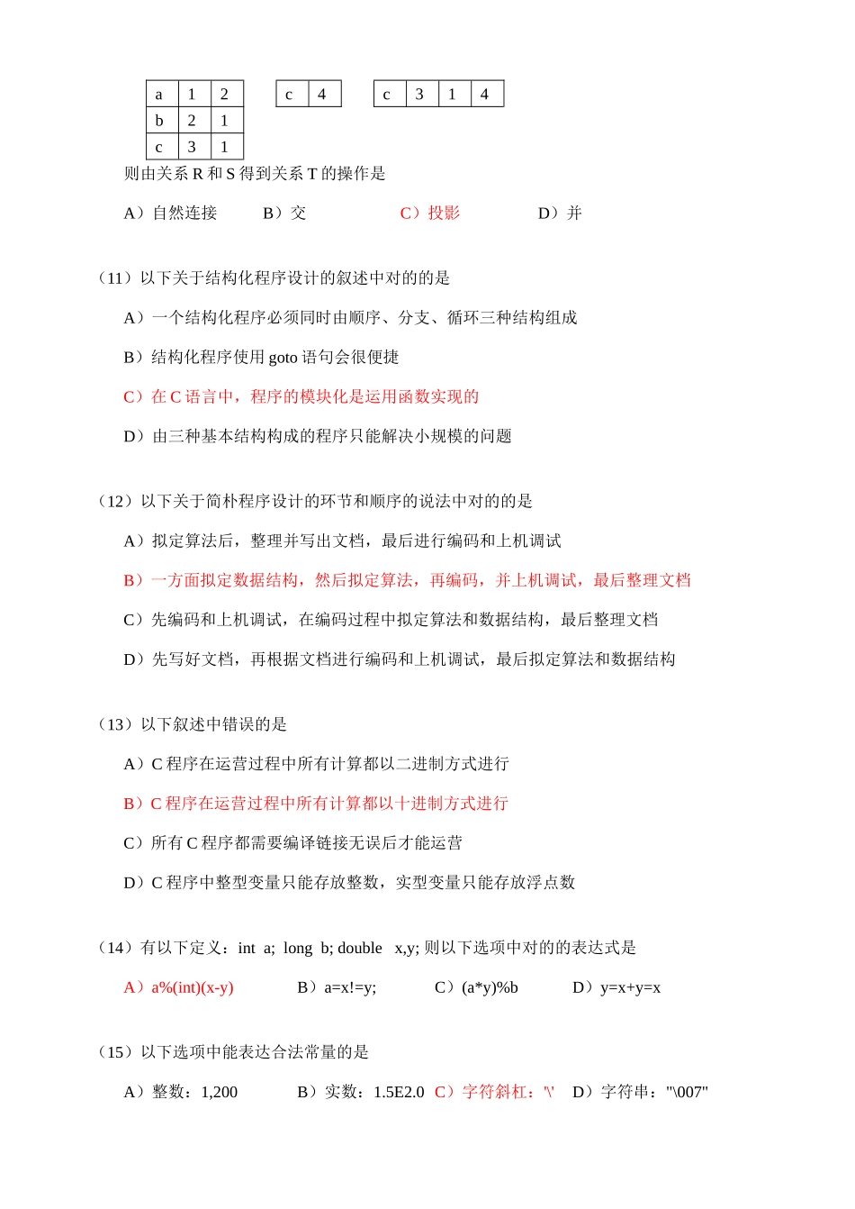 2025年全国计算机等级考试二级笔试试卷语言程序设计资料_第3页