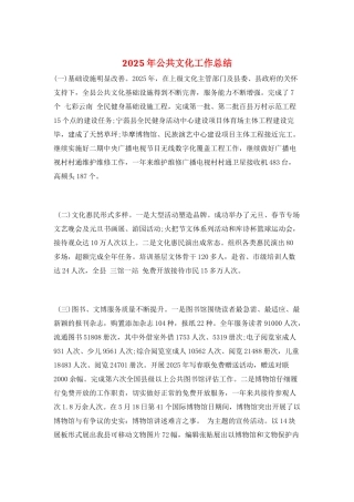 2025年公共文化工作总结