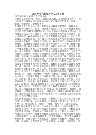 2025年公司业务员个人工作总结