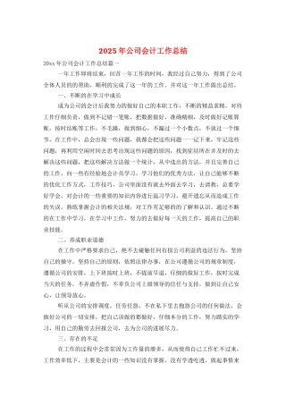 2025年公司会计工作总结