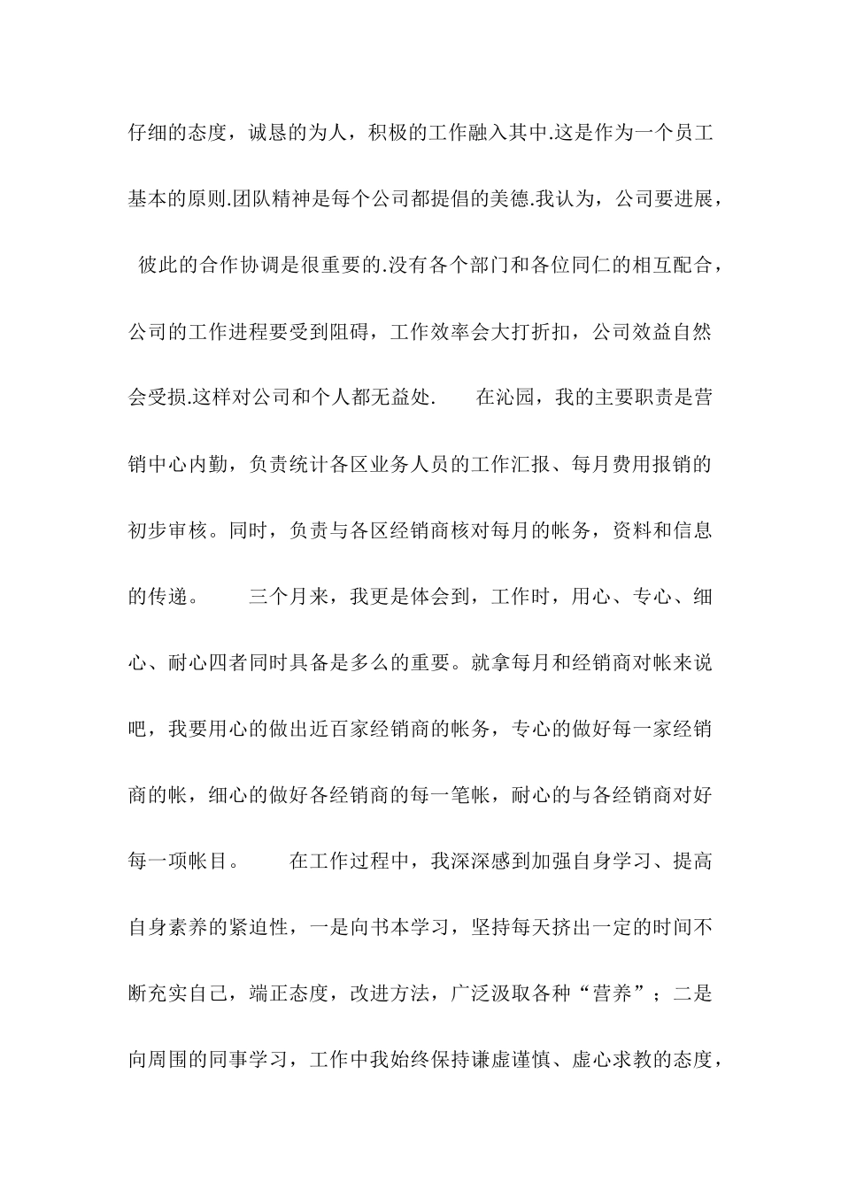 2025年公司内勤试用期工作总结范文_第2页