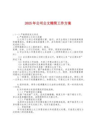 2025年公司公文精简工作方案