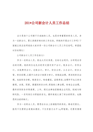 2025年公司新会计人员工作总结