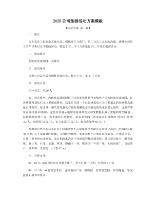 2025年公司旅游活动方案模板