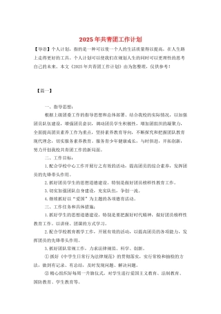 2025年共青团工作计划