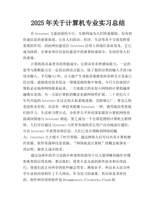 2025年关于计算机专业实习总结