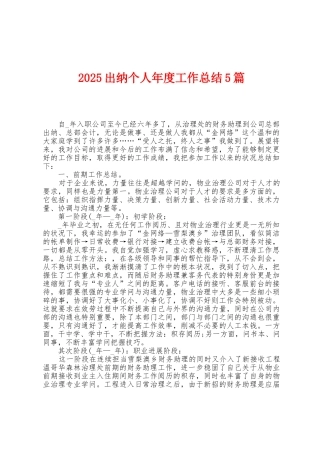 2025年出纳个人年度工作总结5篇