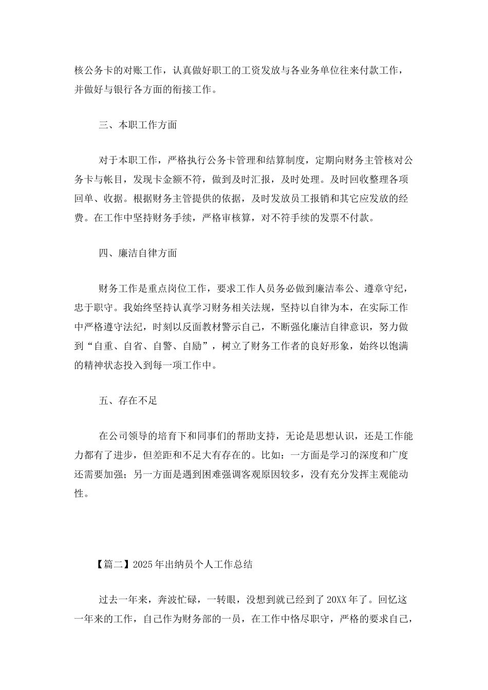 2025年出纳员个人工作总结_第2页