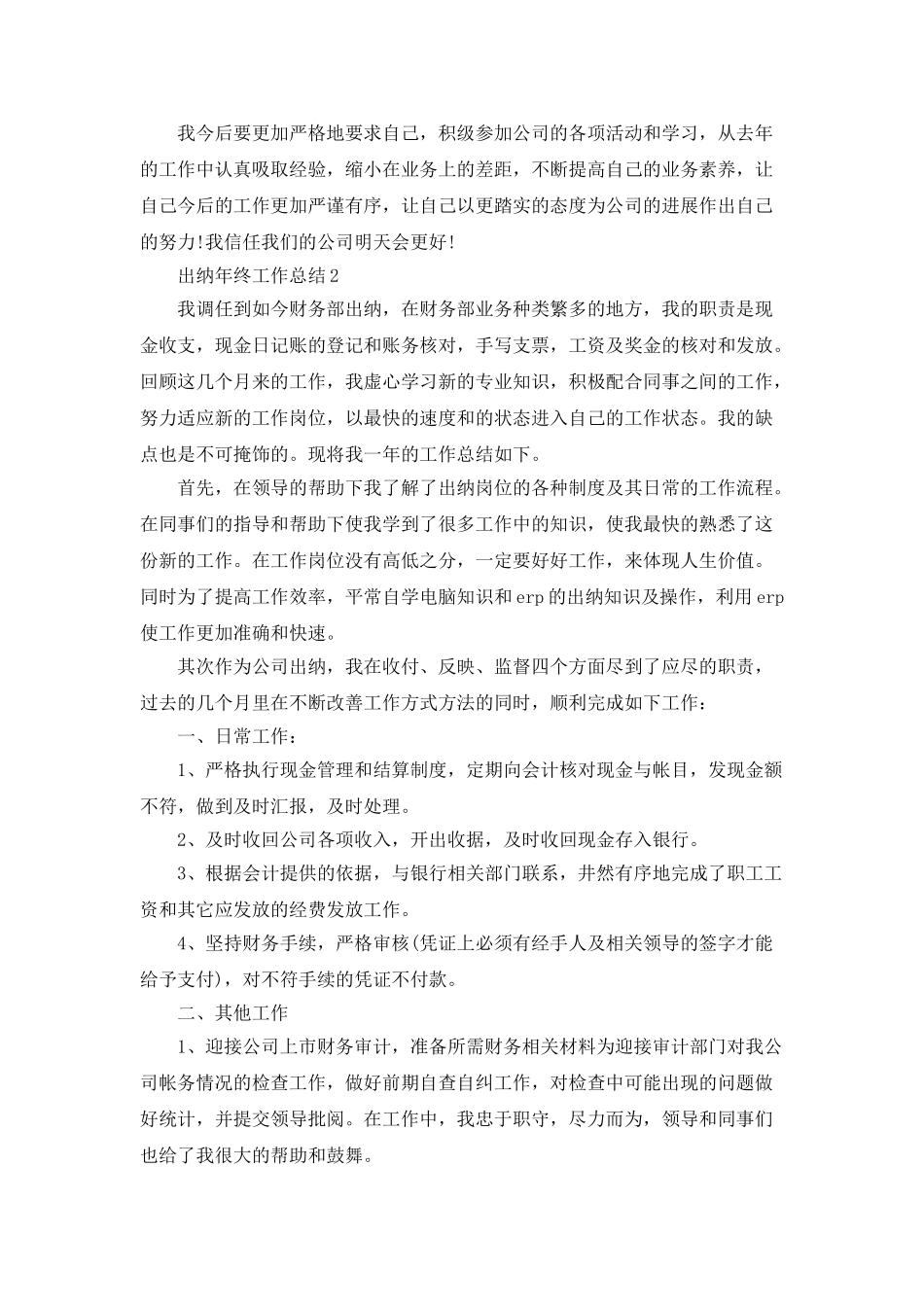 2025年出纳年终工作总结_第2页