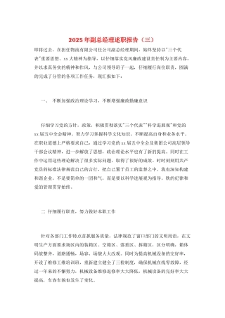 2025年副总经理述职报告(三)