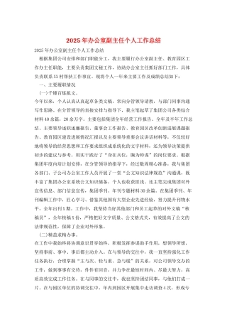 2025年办公室副主任个人工作总结