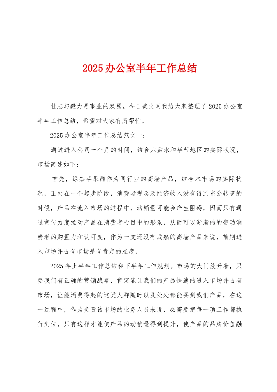 2025年办公室半年工作总结_第1页