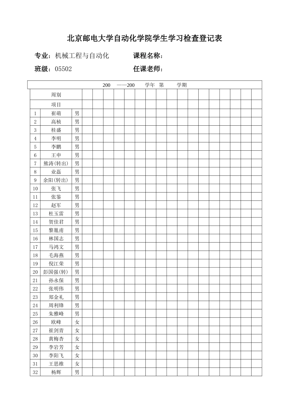 2025年北京邮电大学自动化学院学生学习检查登记表_第3页