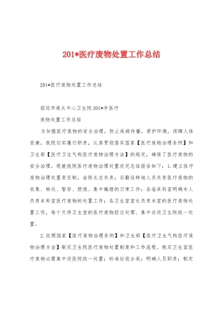 2025年医疗废物处置工作总结