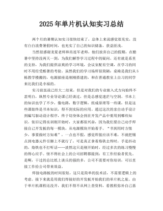 2025年单片机认知实习总结