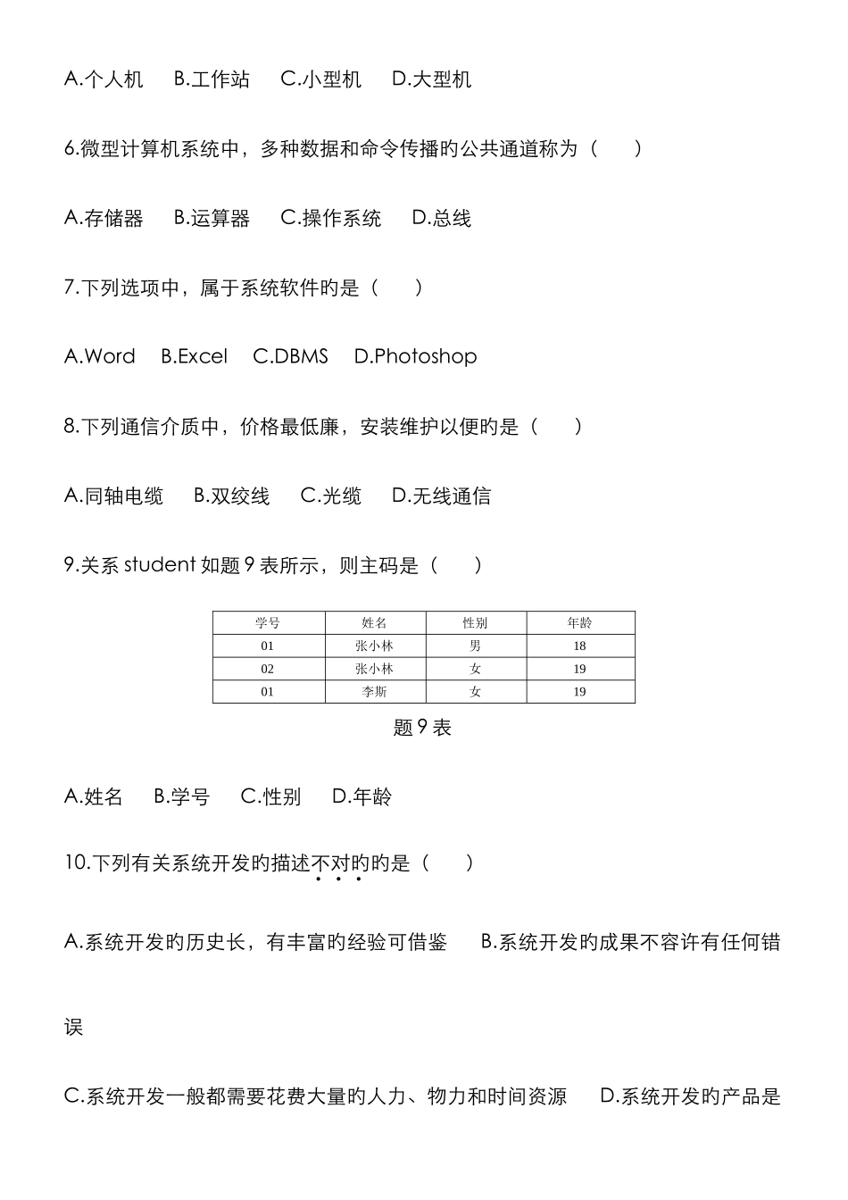 2025年历年自考管理系统中计算机应用试题汇总_第2页