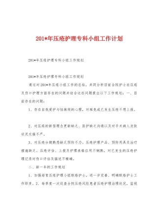 2025年压疮护理专科小组工作计划