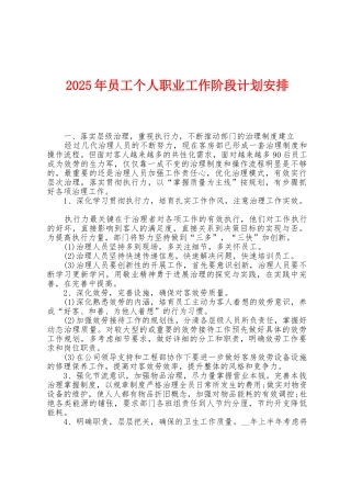 2025年员工个人职业工作阶段计划安排