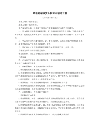 2025年商铺租赁合同模板精选五篇