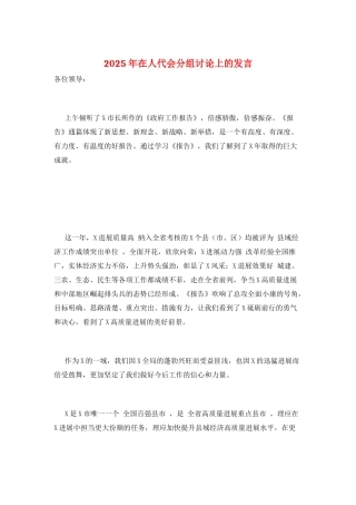 2025年在人代会分组讨论上的发言
