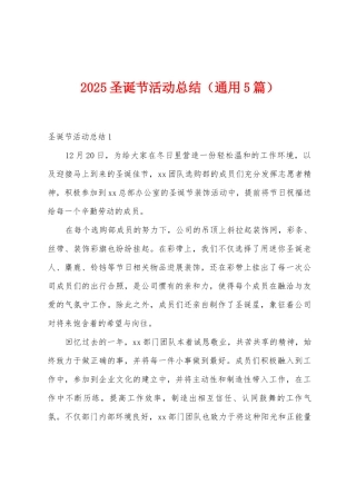 2025年圣诞节活动总结