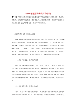 2025年基层公务员工作总结