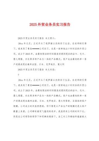 2025年外贸业务员实习报告