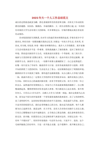 2025年大一个人工作总结范文