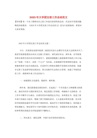 2025年大学团支部工作总结范文