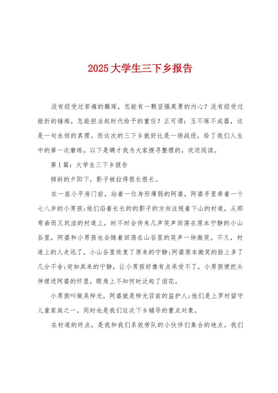 2025年大学生三下乡报告_第1页