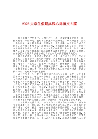 2025年大学生假期实践心得范文5篇