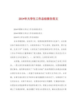 2025年大学生工作总结报告范文