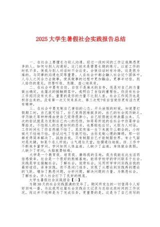 2025年大学生暑假社会实践报告总结