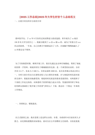 2025年大学生村官个人总结范文
