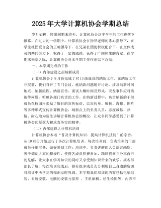 2025年大学计算机协会学期总结