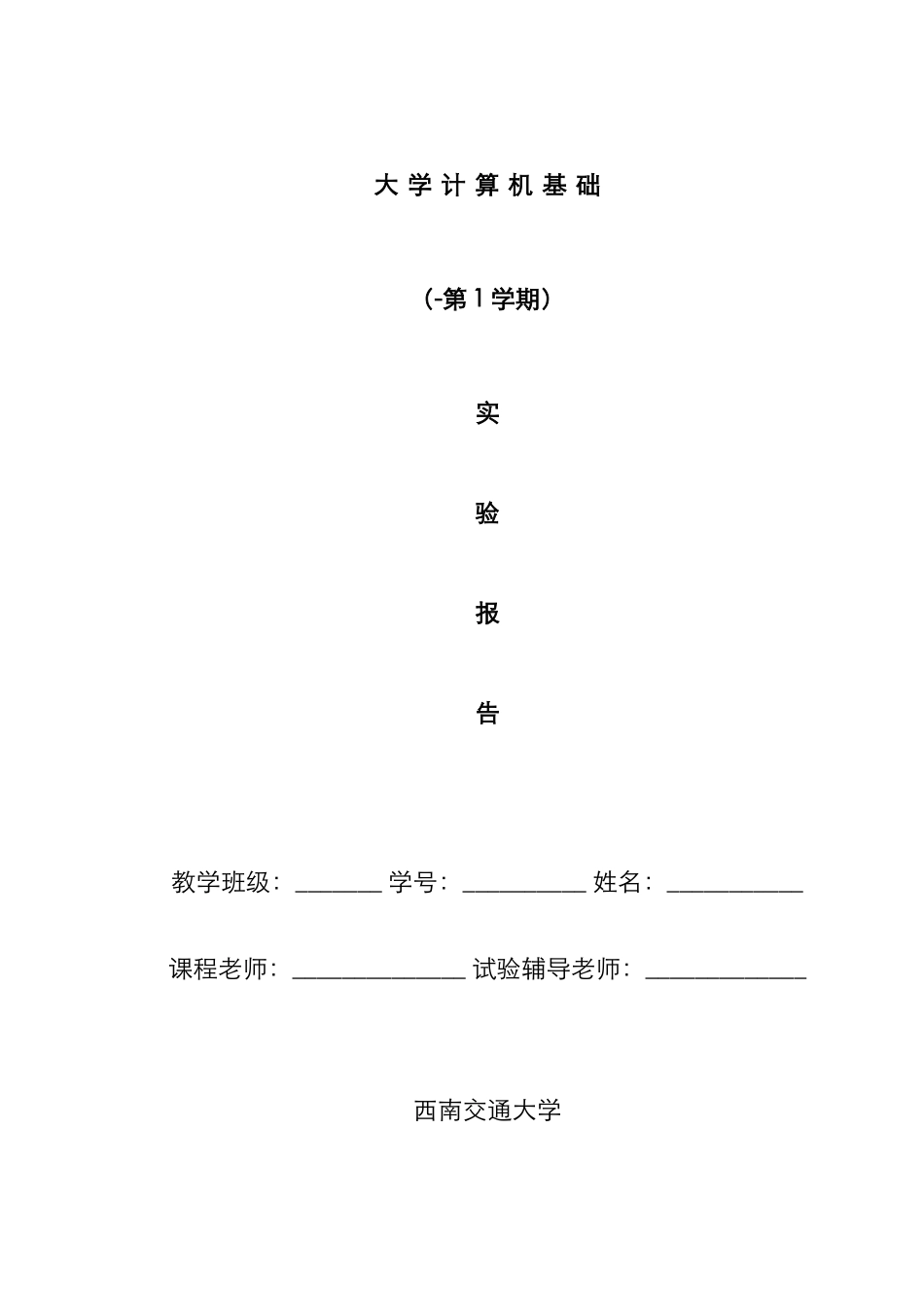 2025年大学计算机基础实验报告与综合训练赵_第1页