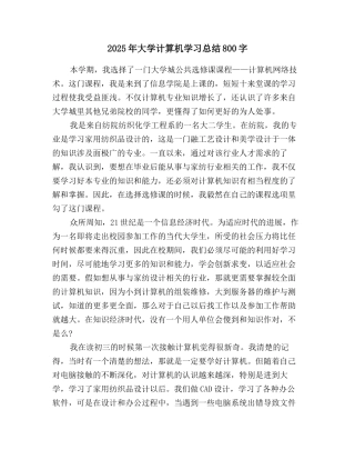 2025年大学计算机学习总结800字