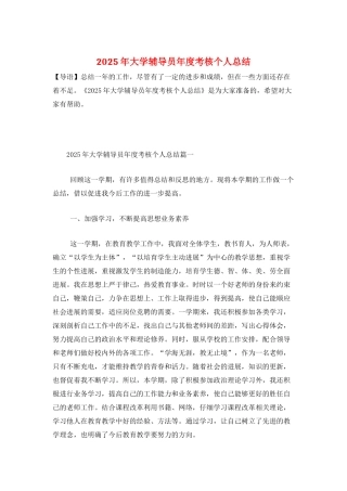 2025年大学辅导员年度考核个人总结