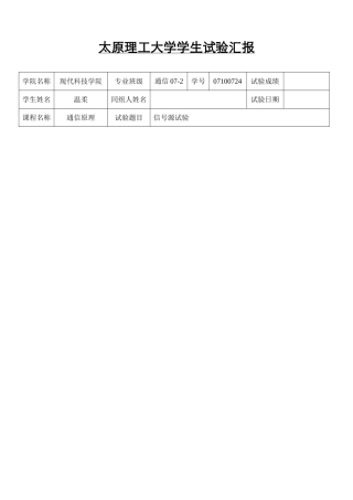 2025年太原理工大学通信原理实验报告
