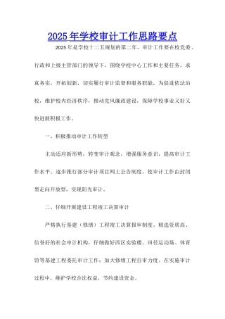 2025年学校审计工作思路要点