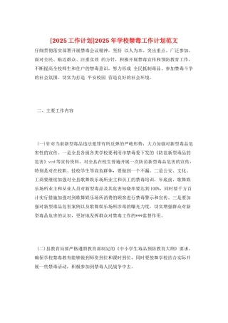 2025年学校禁毒工作计划范文