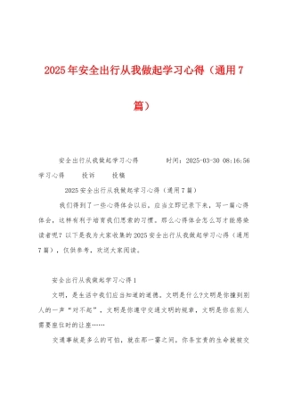 2025年安全出行从我做起学习心得