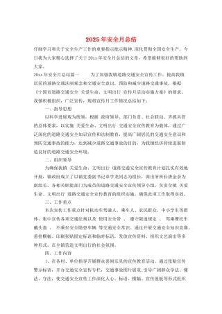2025年安全月总结