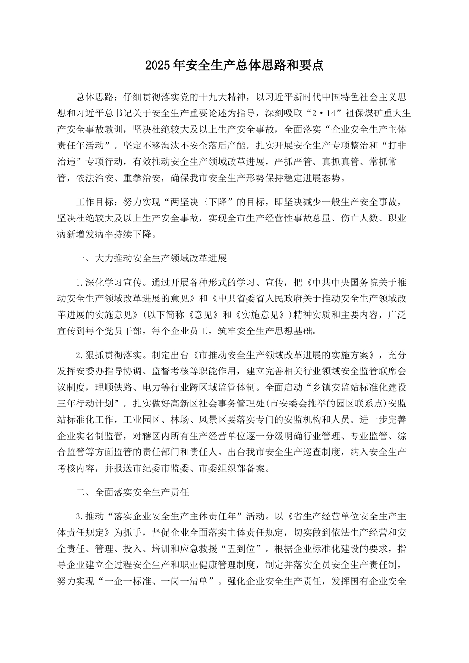 2025年安全生产总体思路和要点_第1页